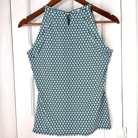 Worthington Petite Peacock Honeycomb Sleeveless Halter Blouse Tank Top Sz PS - Picture 4 of 11